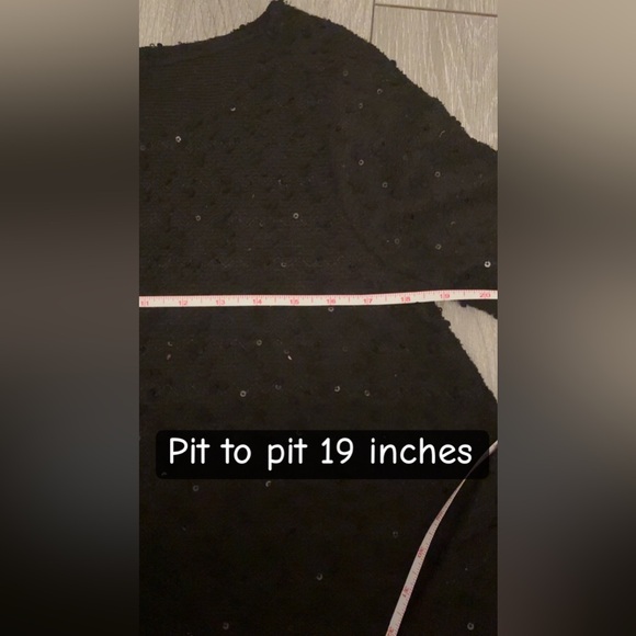 Alfani Women’s Size Medium Blouse Black Sequined Flowy Bottom Dressy Long Sleeve - Picture 3 of 5